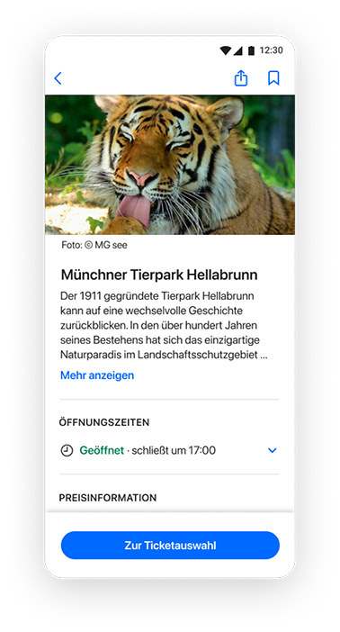 Tickets für den Tierpark Hellabrunn in der muenchen app